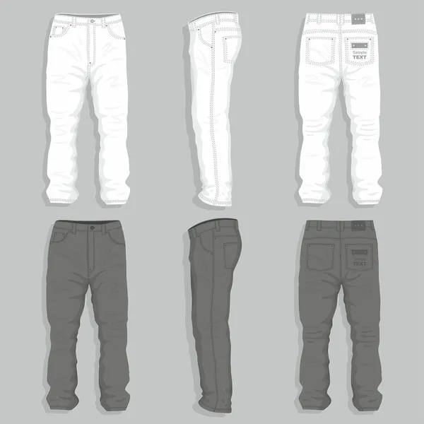 Denim. Mäns vita jeans — Stock vektor