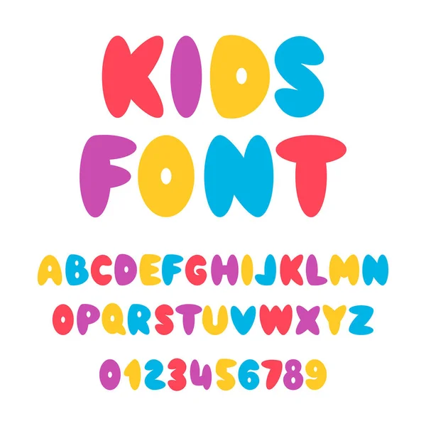 Police Pour Enfants Alphabet Lettres Chiffres Style Plat — Image vectorielle