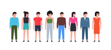 İnsan grubu. İş adamları. Çeşitli karikatür erkek ve kadınlar.