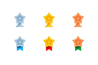 Altın, gümüş ve bronz madalya. Yıldız madalyası kazanan. Ödül şampiyonu. Düz biçim