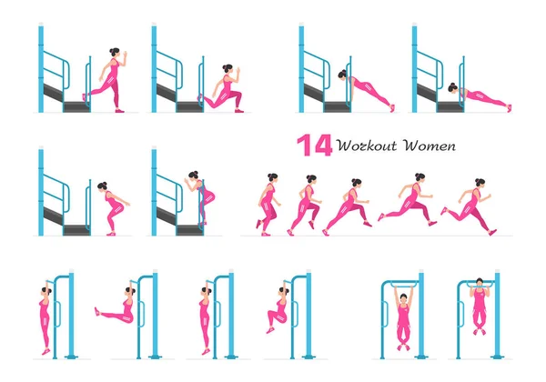 Γυναικείο Σετ Γυμναστικής Γυναίκες Γυμναστικής Aerobic Και Ασκήσεις Γυναίκες Που — Διανυσματικό Αρχείο