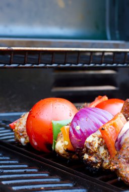 yavaş pişirme Barbekü tavuk ve biber kebap