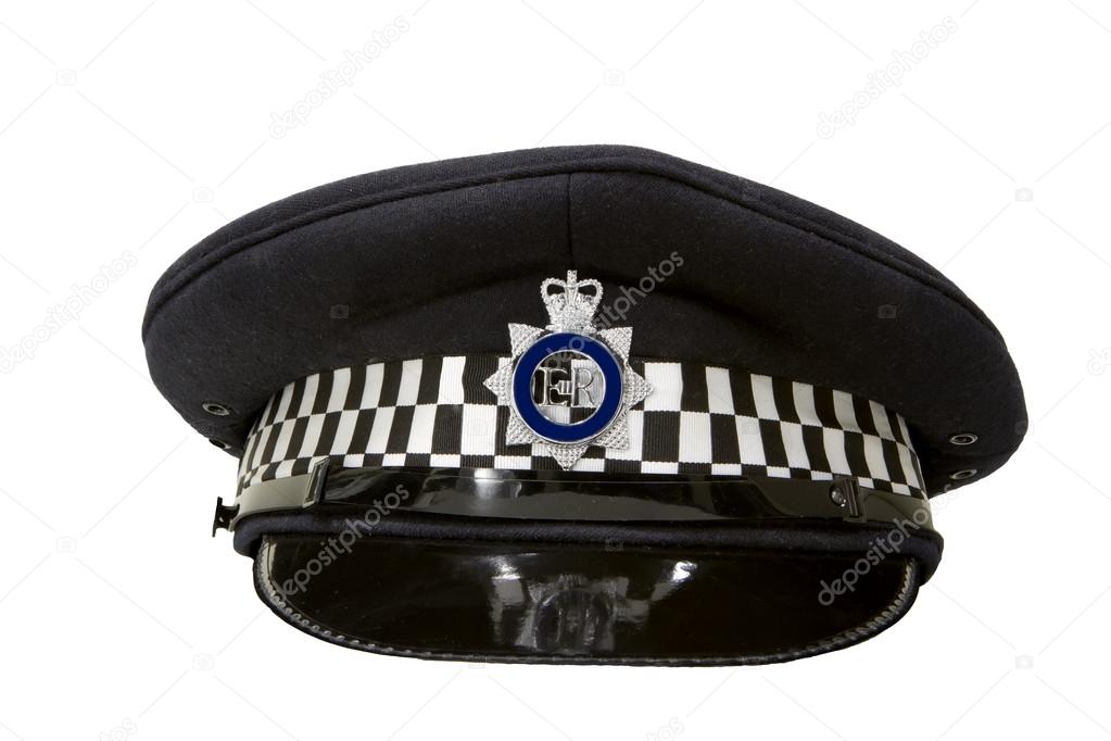 police flat cap isolated on white
