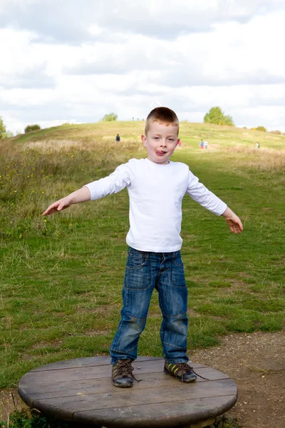 Menino brincando no parque — Fotografia de Stock