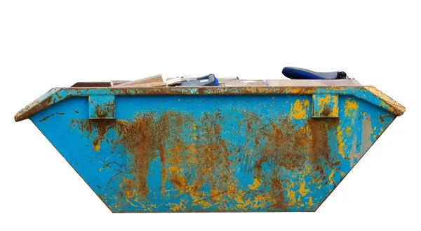 Rubbish and trash in and around a skip isolated — Stock Photo, Image