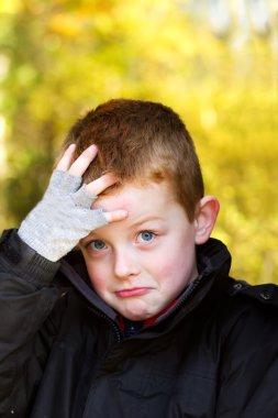 little boy realising he has made a mistake clipart