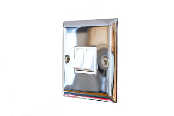 Chrome light switch in a modern kitchen — Stock Photo, Image