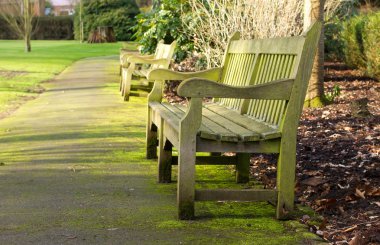 park bench on a cold winters day