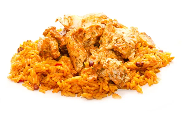 Мексиканская курица и рис с горячей приправой — стоковое фото