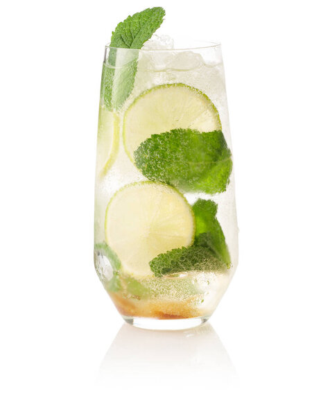 Mojito in a glass on a white background. Isolated.