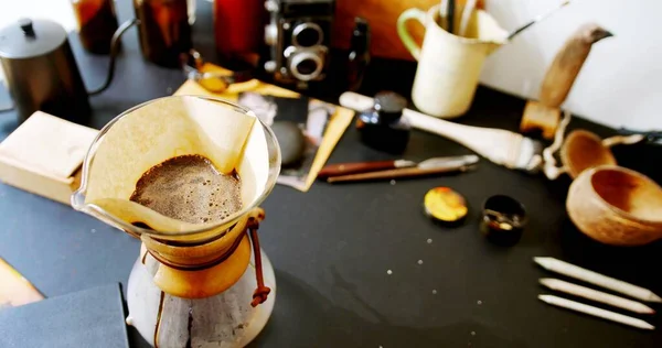 Una Cafetera Tradicional Escritorio — Foto de Stock