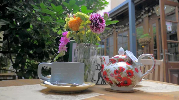 Photo Tea Service Garden — Stockfoto