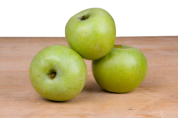 Three Green apples — Stock Photo, Image