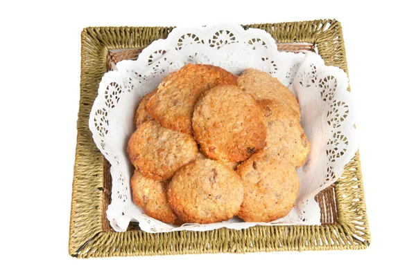 Oatmeal cookies in a basket — Stock Photo, Image