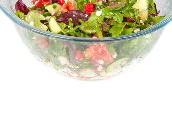 Vegetable salad in a large glass bowl — Stock Photo, Image