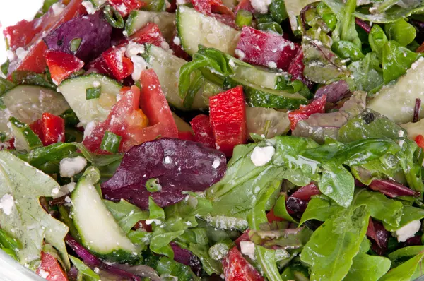 Vegetable salad in a large glass bowl — Stock Photo, Image