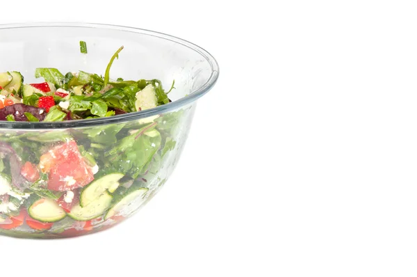 Vegetable salad in a large glass bowl — Stock Photo, Image