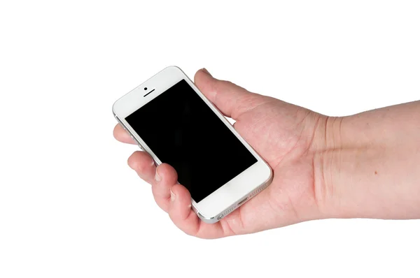 Man hand met een mobiele telefoon — Stockfoto