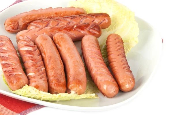 Grilled sausages on a plate — Stock Photo, Image