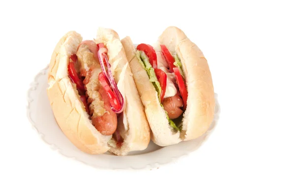 Hot dog sur une assiette — Photo