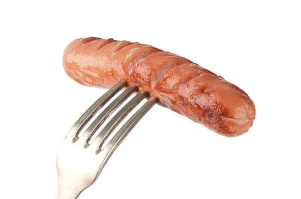 Saucisse grillée sur une fourchette — Photo