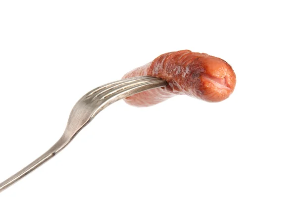 Salsicha grelhada em um garfo — Fotografia de Stock