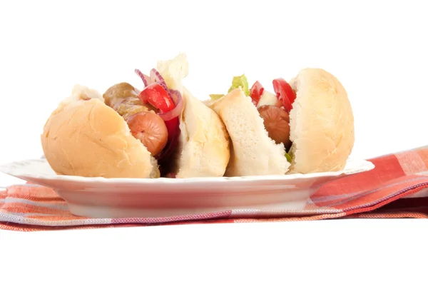Hot dog su un piatto — Foto Stock