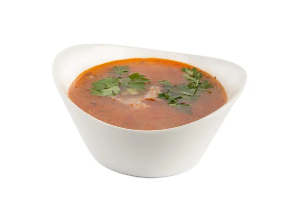 Bowl of hot tomato soup — Stock Photo, Image