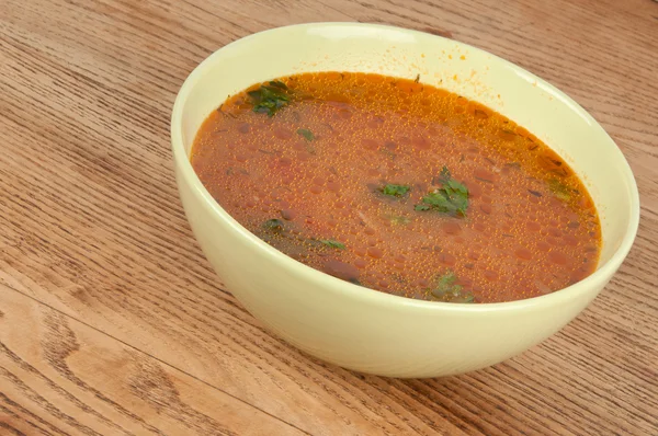 Kom van warme tomatensoep — Stockfoto