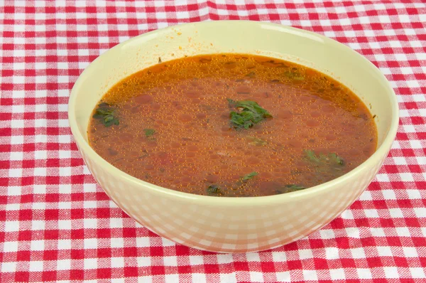 Skål med varm tomatsoppa — Stockfoto