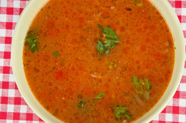 Tigela de sopa de tomate quente — Fotografia de Stock