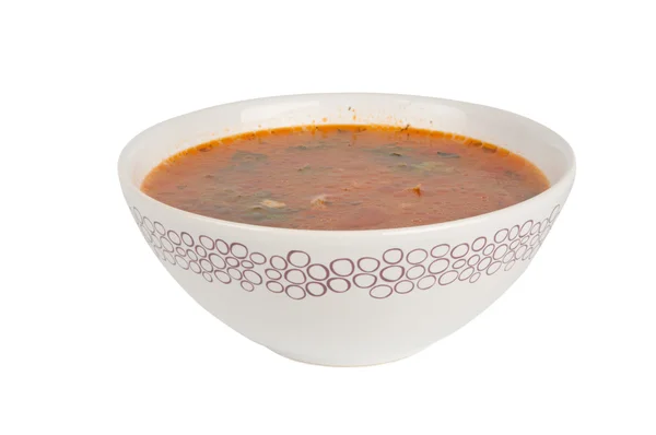 Bolle med varm tomatsuppe – stockfoto