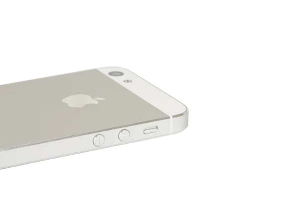 Close-up telefone branco em um fundo branco — Fotografia de Stock