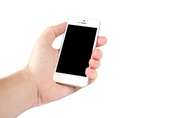 Man hand met een mobiele telefoon — Stockfoto