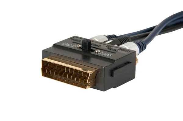 Video adapter and two golden rca — Stock Photo, Image