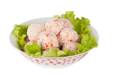 Yengeç Salata yaprağı ile topları