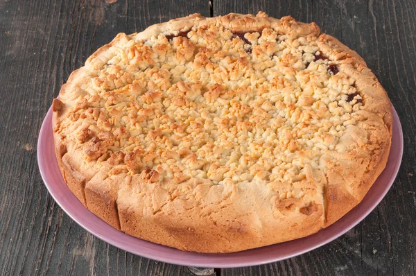 Plum cake on the plate — Stock Photo, Image