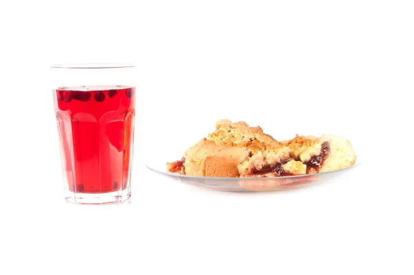 Plum cake in a glass dish glass compote — Stock Photo, Image