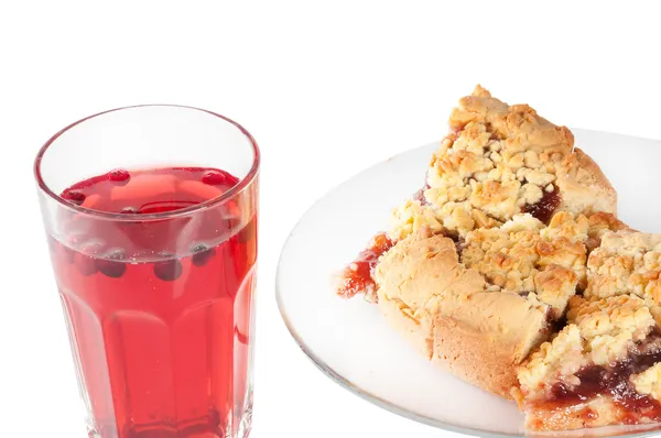 Plum cake in a glass dish glass compote — Stock Photo, Image