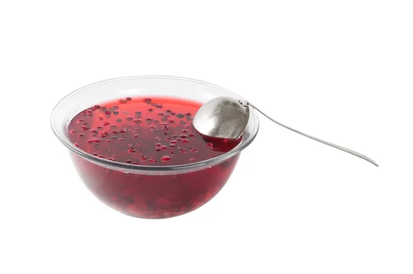 Stewed cranberries and other berries in a large glass bowl — Stock Photo, Image