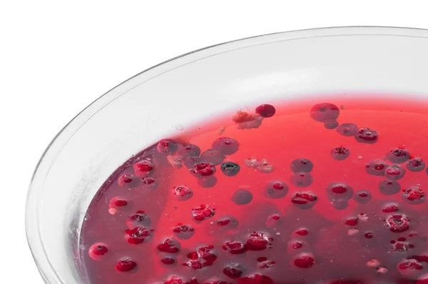 Stewed cranberries and other berries in a large glass bowl — Stock Photo, Image