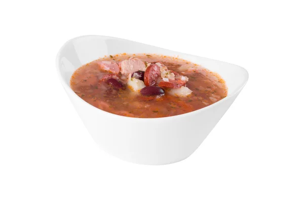 Sausage soup with beans — Stock Photo, Image