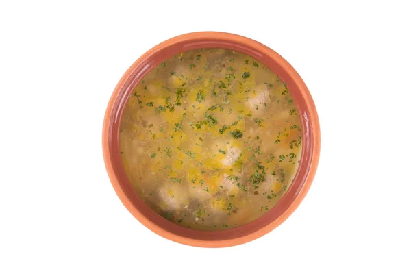 Kjøttbollesuppe i en skål – stockfoto