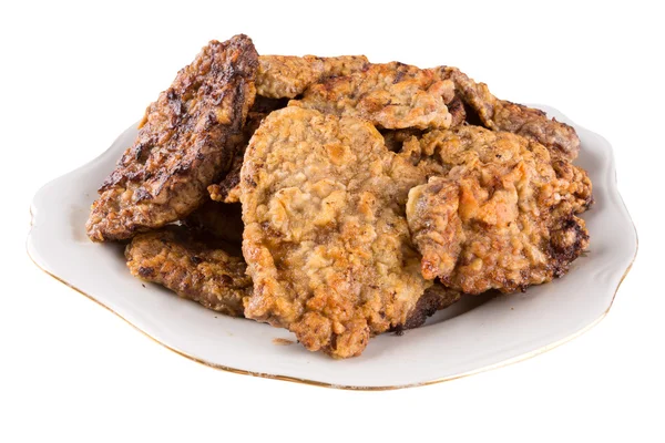 Panerad kyckling schnitzel på en tallrik — Stockfoto