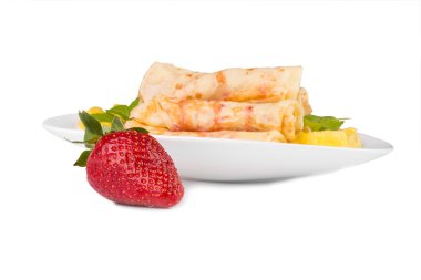 kiraz reçeli c ananas ve çilek ile Pancakes
