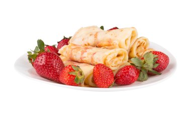 kiraz reçeli ve çilek ile Pancakes