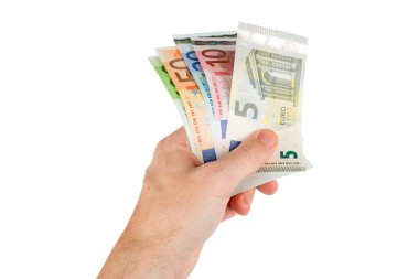 Euro banknot el closeup içinde