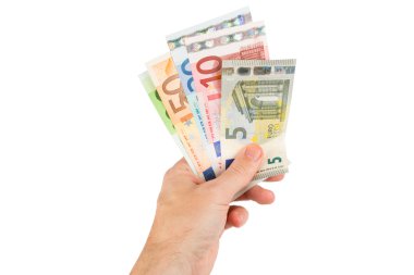 Euro banknot el closeup içinde
