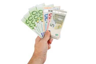 Euro banknot el closeup içinde