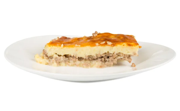 Potato pie on a white plate — Stock Photo, Image
